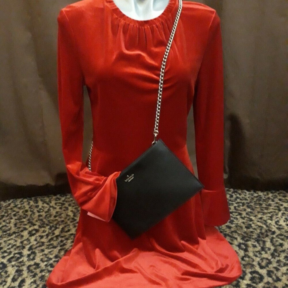 A Loves A RED VELVET Velour Dress Womens Long Sleeve Cocktail Party NEW Stretch - Picture 7 of 11